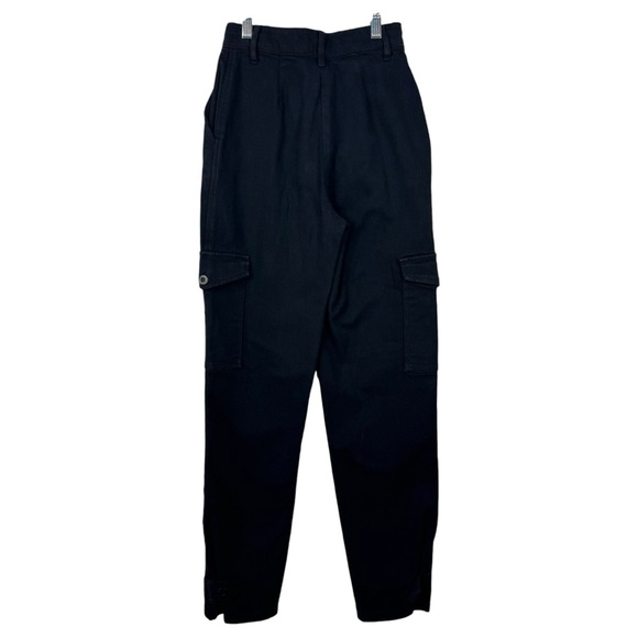 WILFRED FREE Aritzia High Rise Black Utility Cargo Pants Straight Leg Snaps 00 - Picture 7 of 15